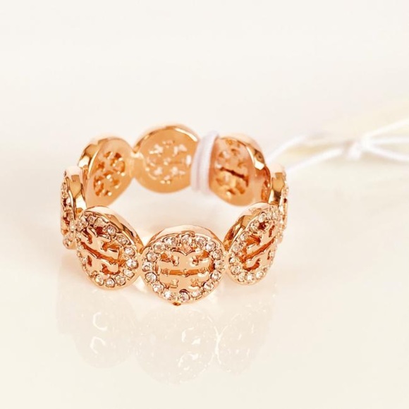 NWT Tory Burch Miller Swarovski Crystal Pave Ring Rose Gold Rtl $215 - Picture 6 of 7